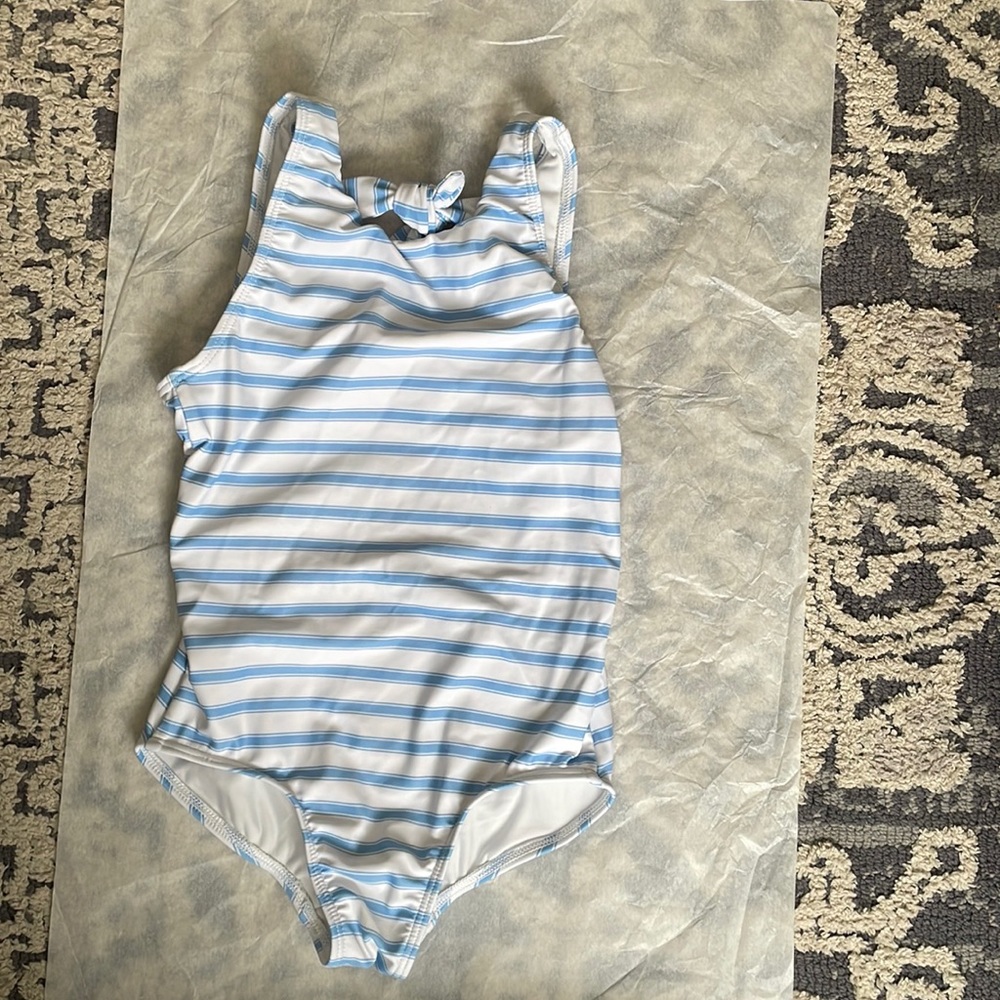 Minnow blue and white stripe swimsuit size 7/8